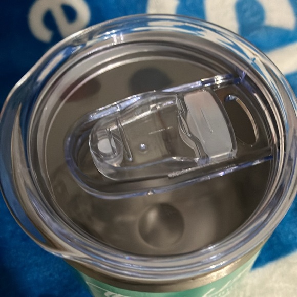 NWOT Cute small teal reusable cup with unused metal straw and brush cleaner 5” - Picture 2 of 4